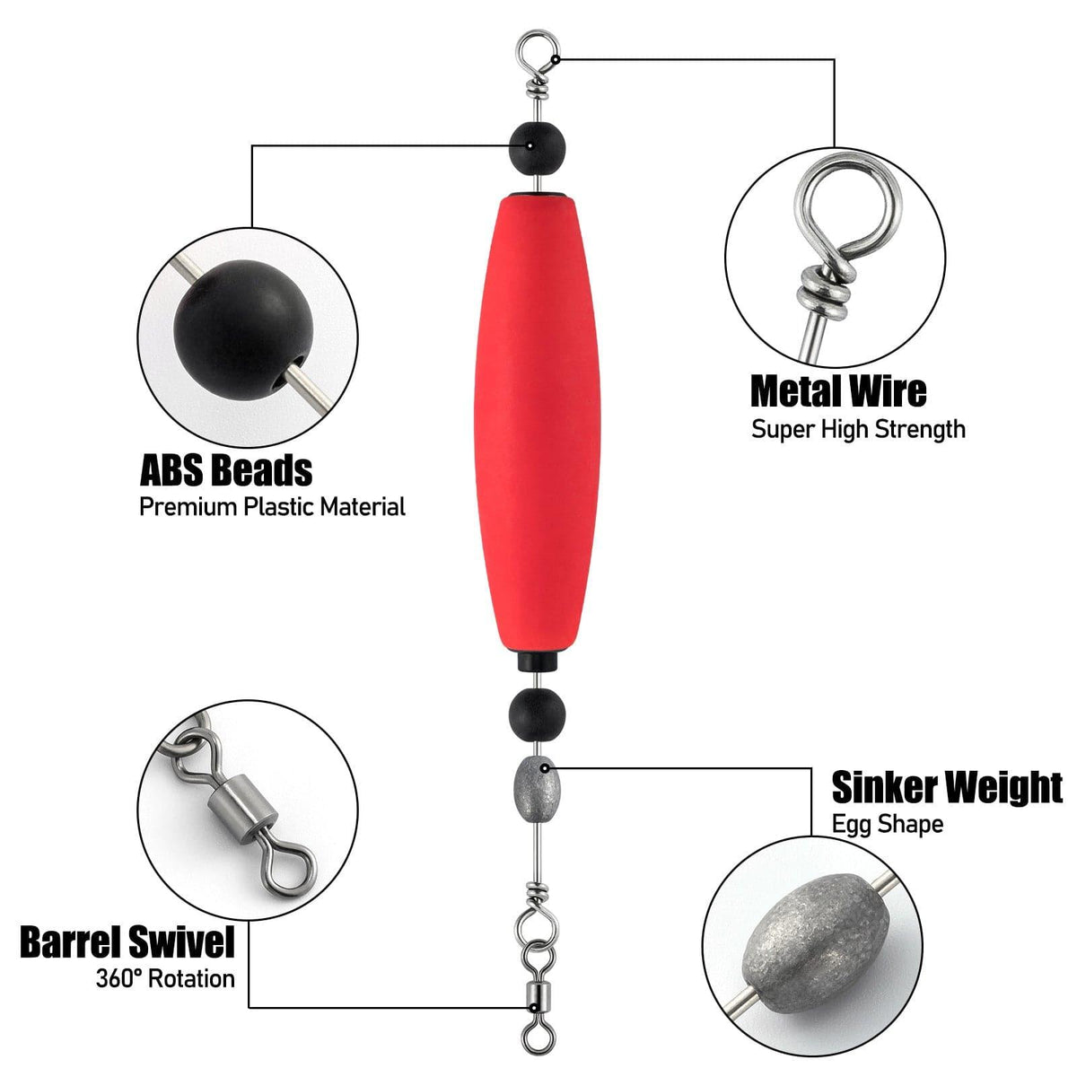 Dr.Fish 5pcs Catfish Float Rigs Fishing Bobbers Rattling 2.5“3” - Dr.Fish Tackles