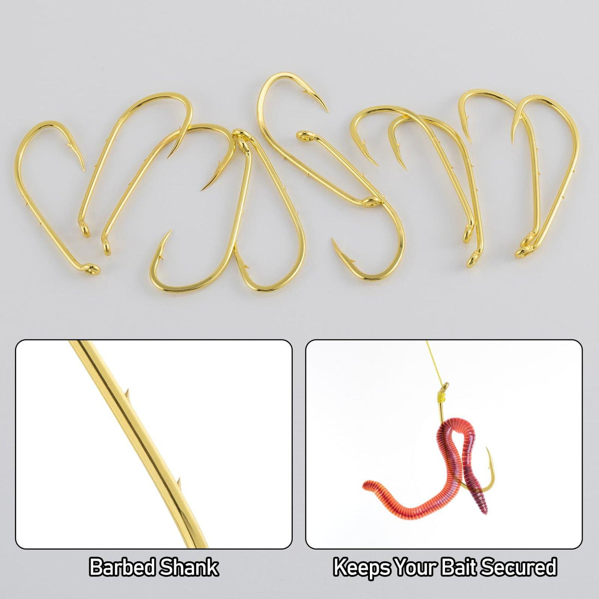 Dr.Fish  100pcs Baitholder Golden  Hooks  #1to5/0 - Dr.Fish Tackles