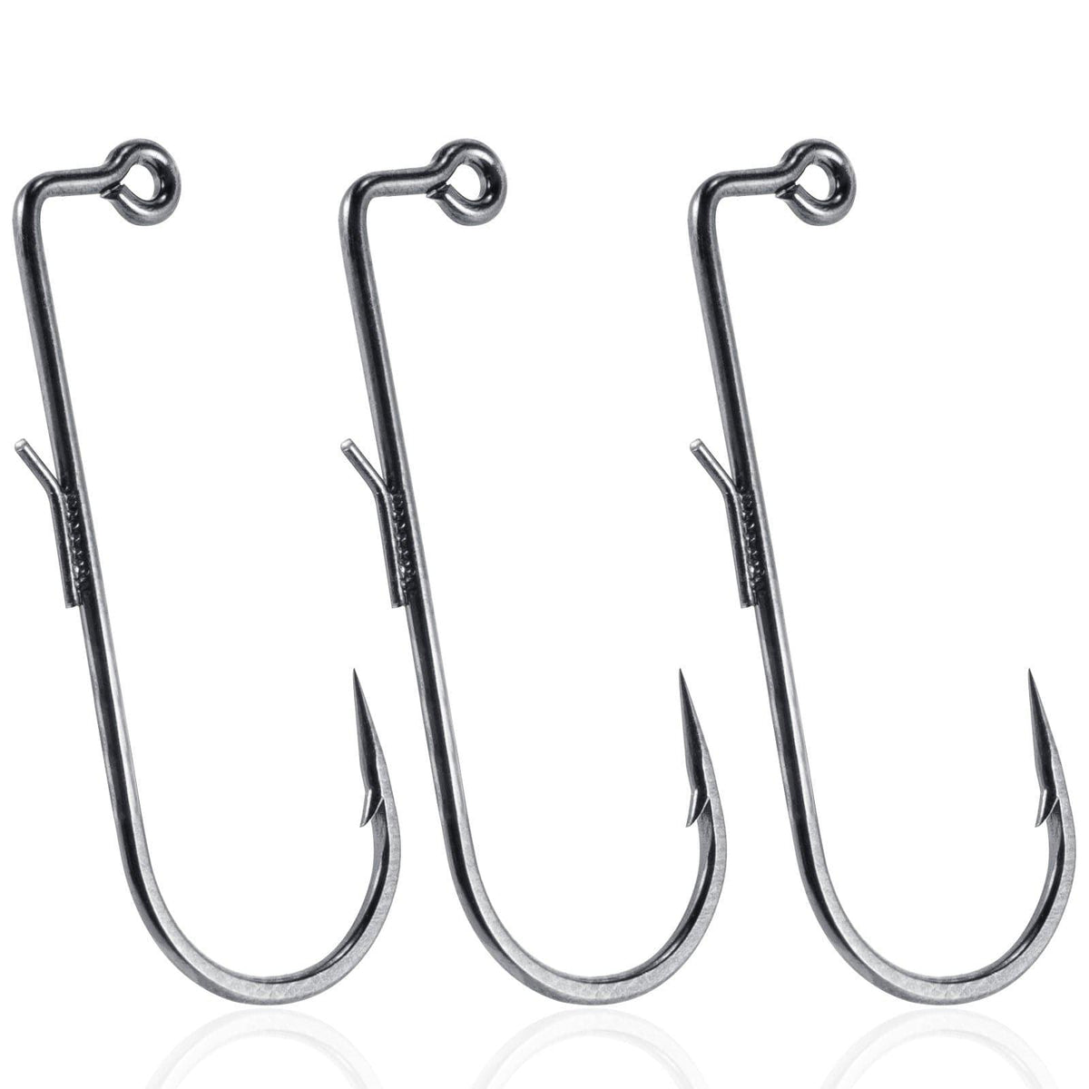 Dr.Fish 30pcs 90 Degree Round Bend Hook #1-#3/0 Close-up of welded bait keeper hook
