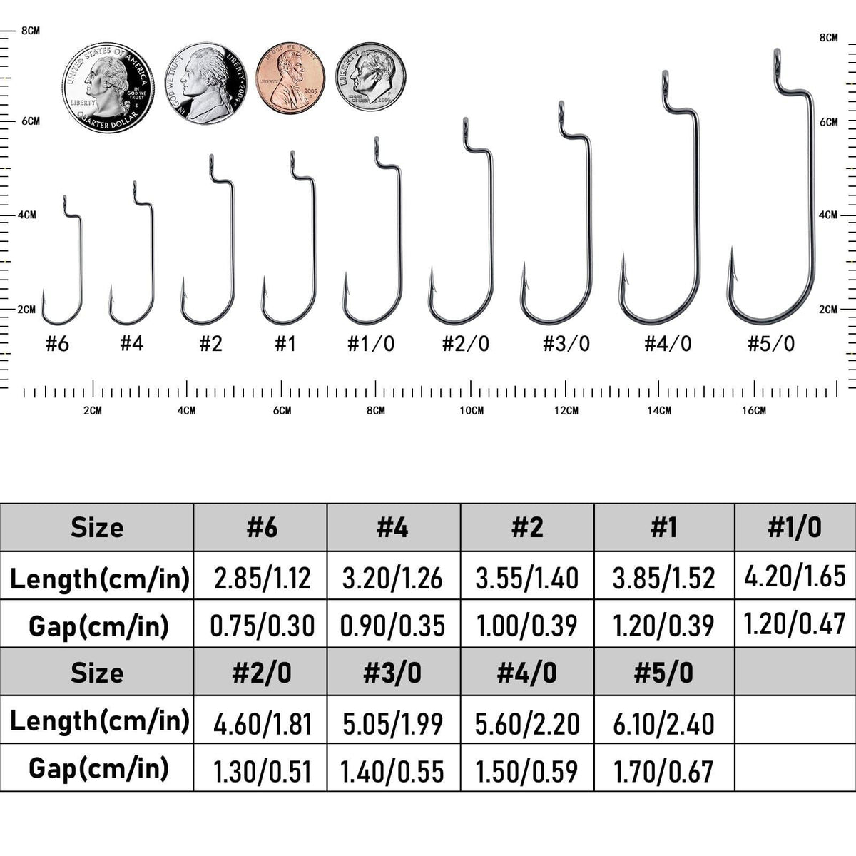 Dr.Fish 100pcs Offset Worm Hooks #1-#5/0 - Dr.Fish Tackles