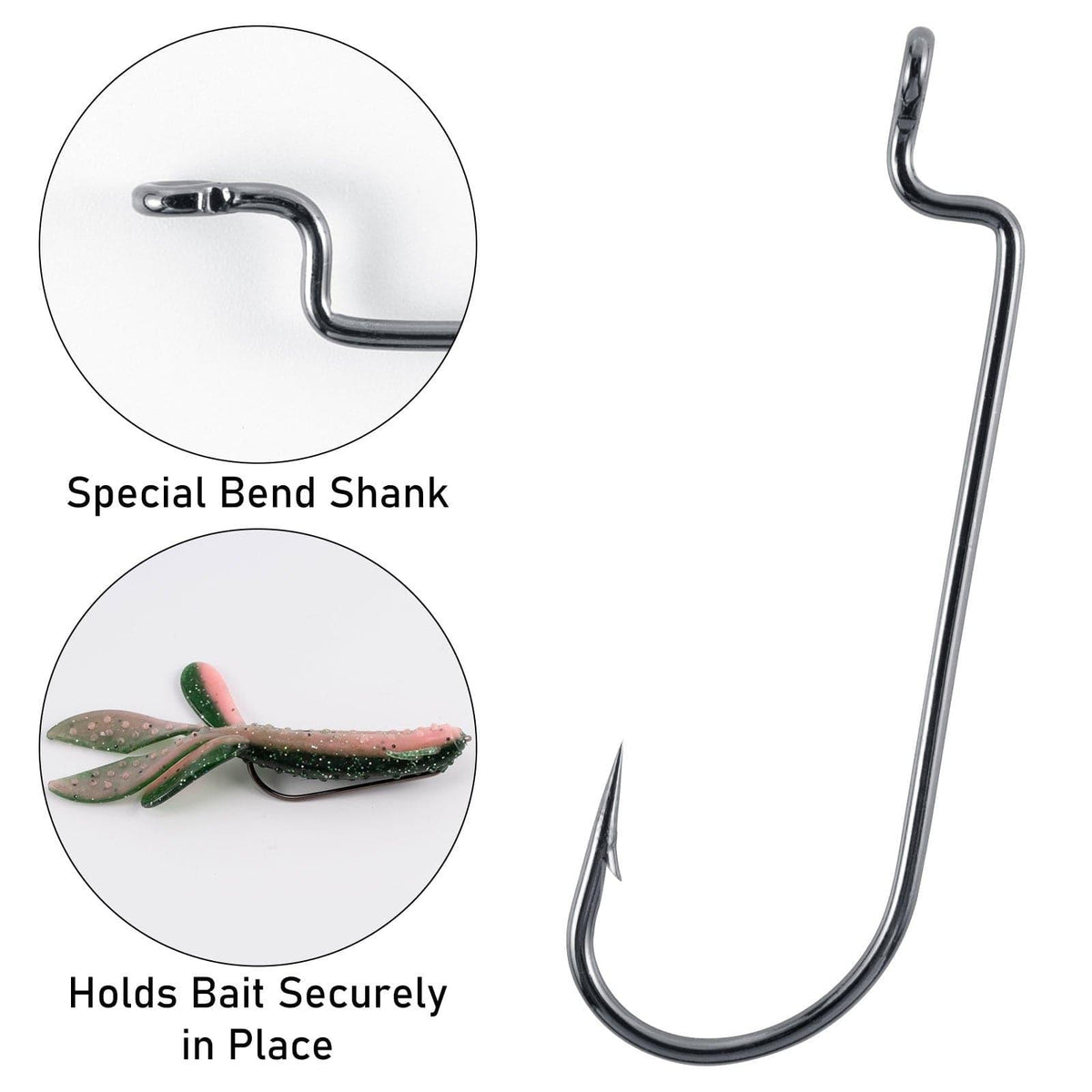 Dr.Fish 100pcs Offset Worm Hooks #1-#5/0 - Dr.Fish Tackles