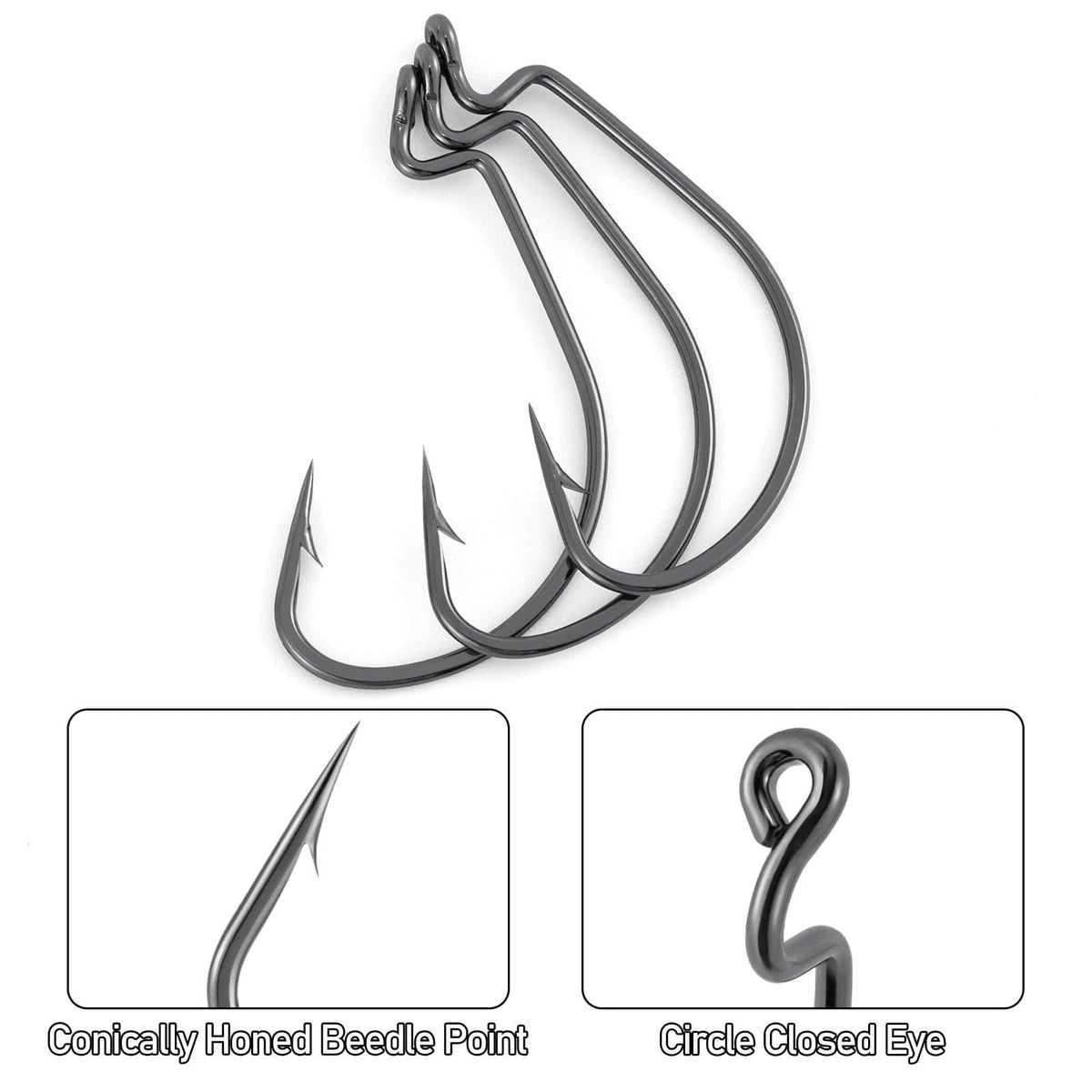 Dr.Fish 100pcs Offset Shank Worm Hooks #1-#5/0 - Dr.Fish Tackles