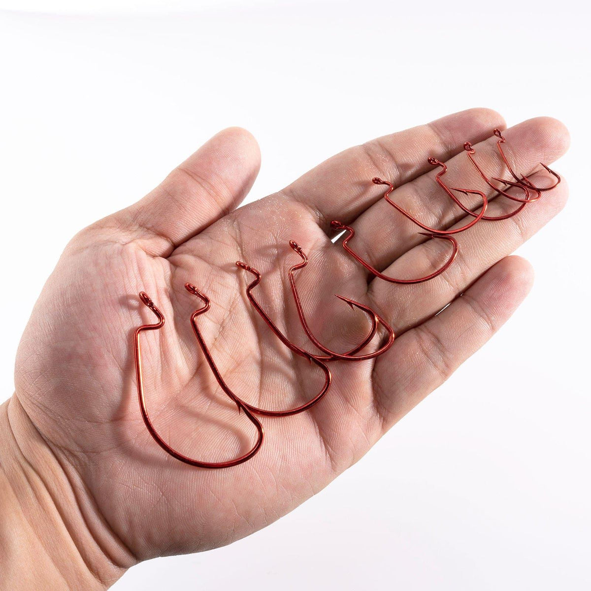 Dr.Fish 100pcs Red Offset Shank Worm Hooks #6-#5/0 - Dr.Fish Tackles