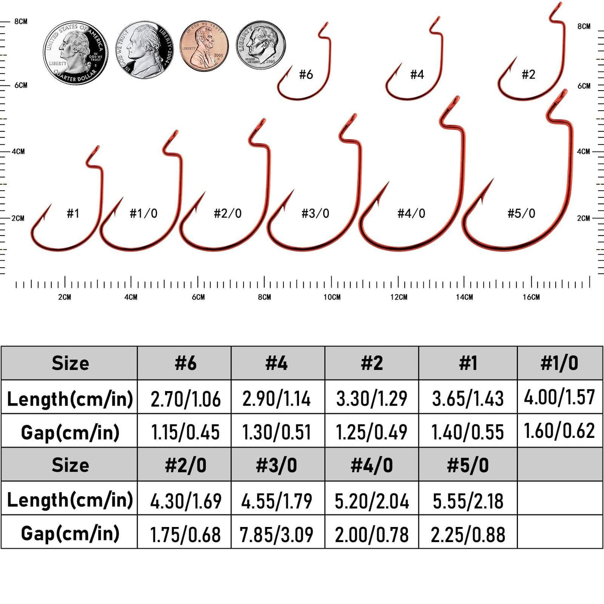 Dr.Fish 100pcs Red Offset Shank Worm Hooks #6-#5/0 - Dr.Fish Tackles