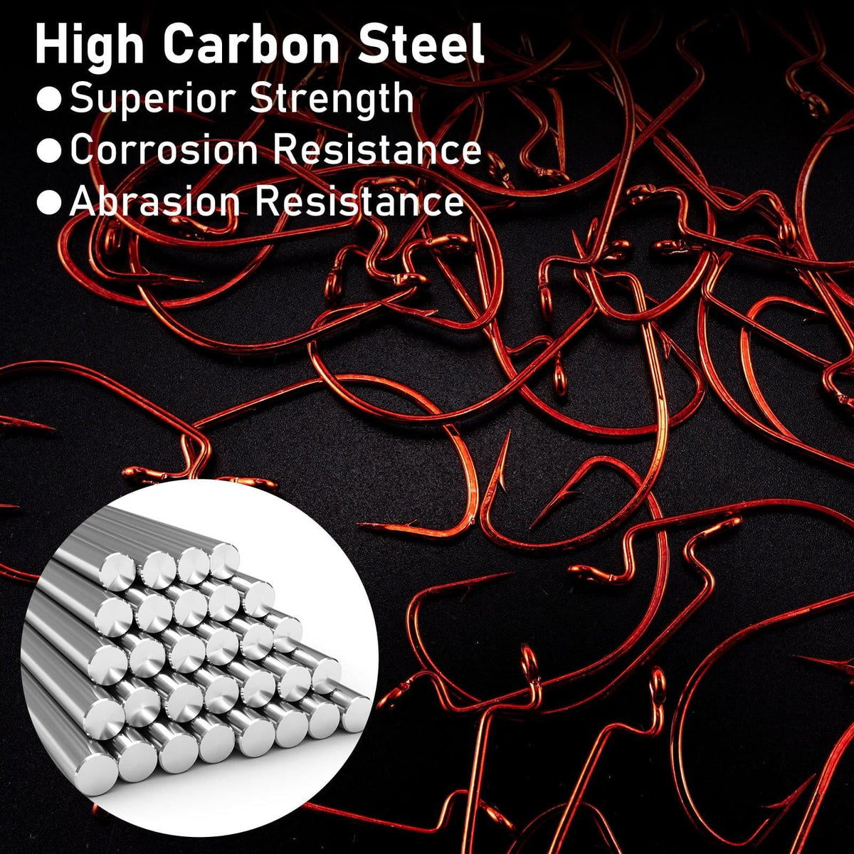 Dr.Fish 100pcs Red Offset Shank Worm Hooks #6-#5/0 - Dr.Fish Tackles