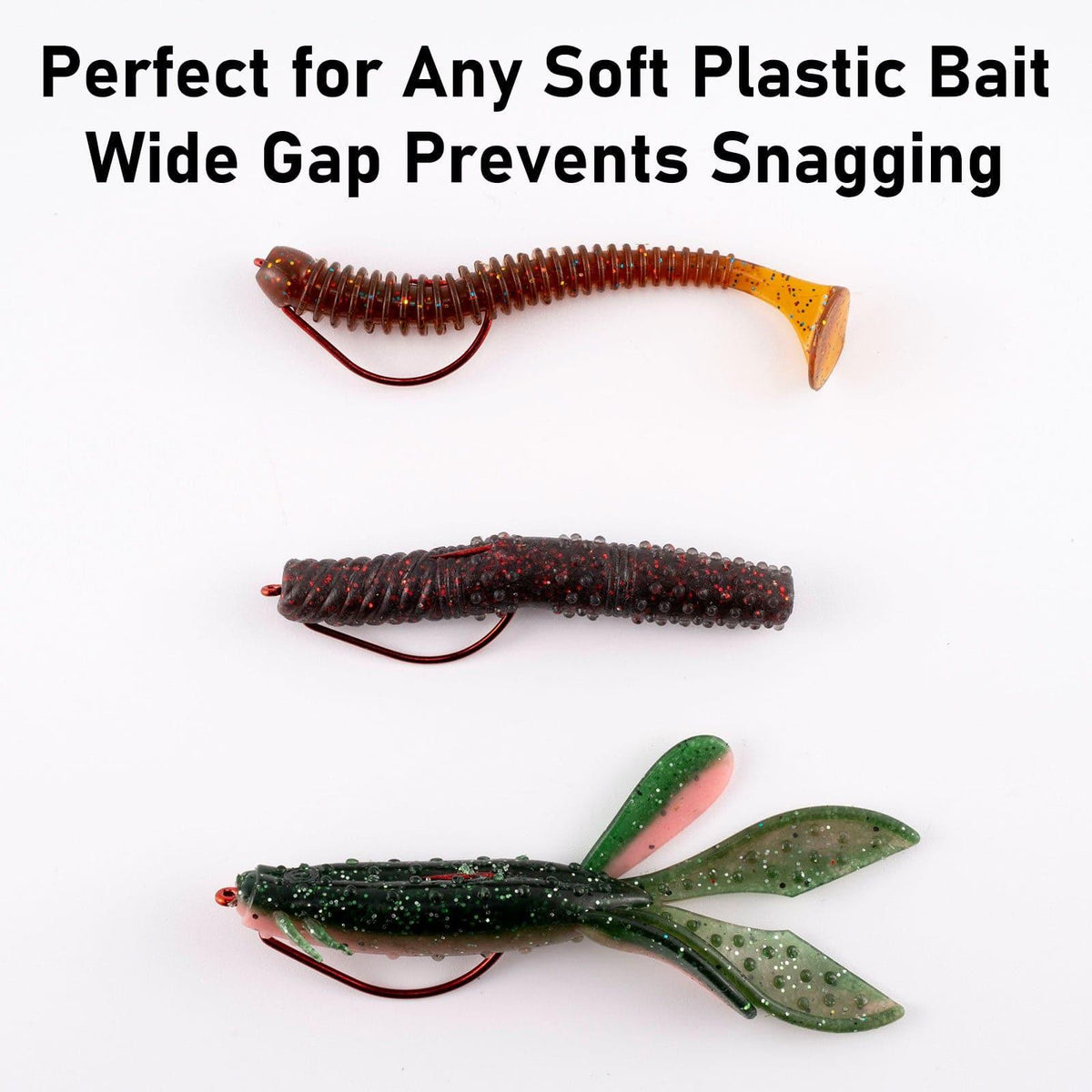 Dr.Fish 100pcs Red Offset Shank Worm Hooks #6-#5/0 - Dr.Fish Tackles