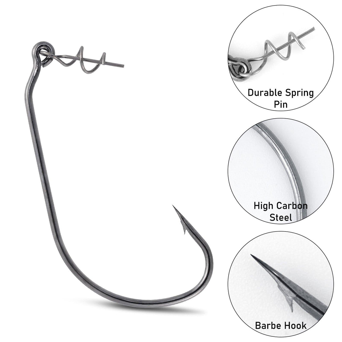 Dr.Fish 100pcs Soft Plastic Lures Worm Hooks  1/0-5/0 - Dr.Fish Tackles