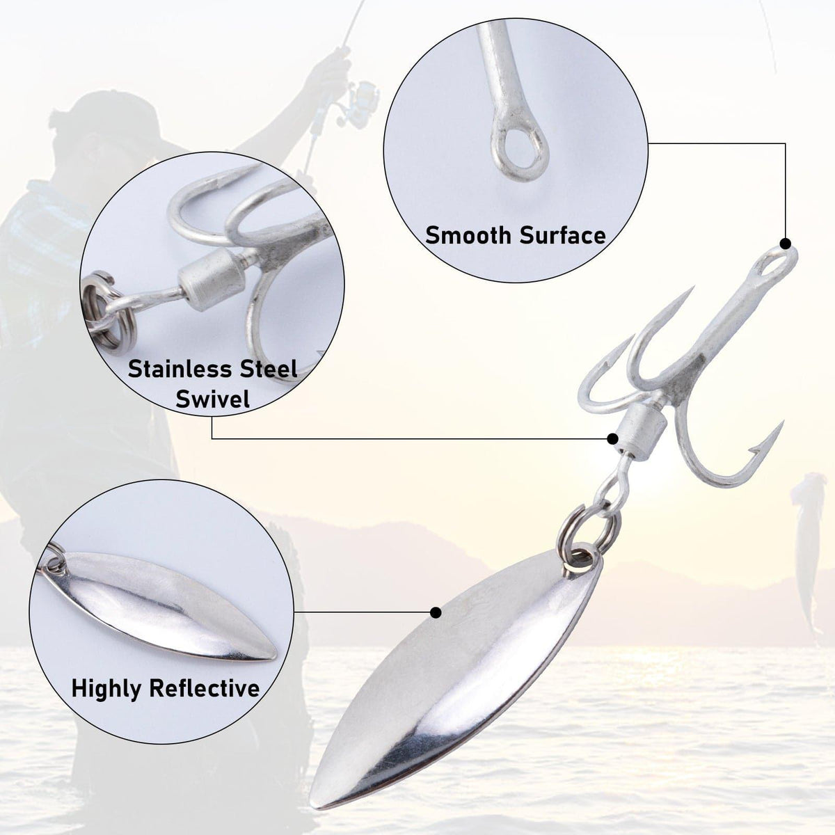 Dr.Fish10pcs Fishing Blade Spinner Hooks Fishing Lures - Dr.Fish Tackles