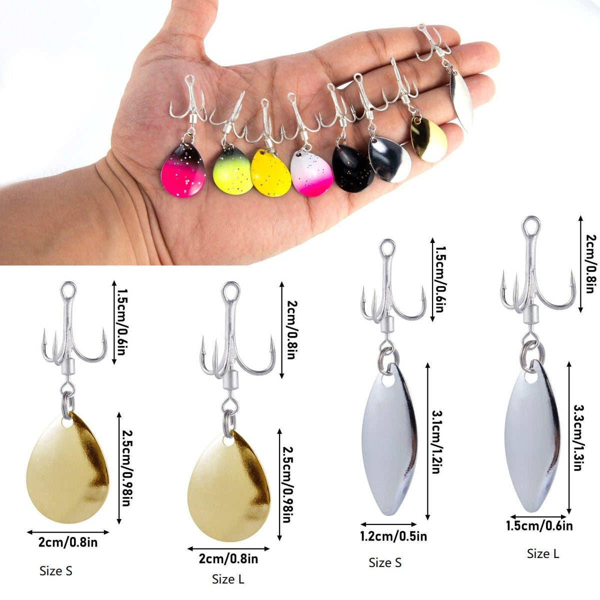 Dr.Fish10pcs Fishing Blade Spinner Hooks Fishing Lures - Dr.Fish Tackles