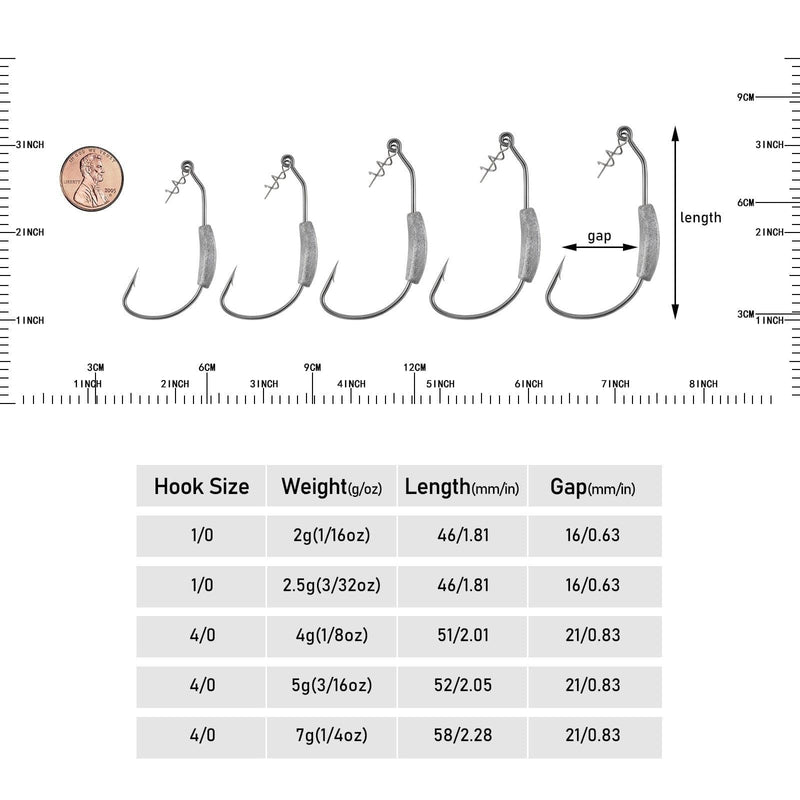 Dr.Fish 20pcs Weighted Swimbait Hook 1/6-1/4oz - Dr.Fish Tackles