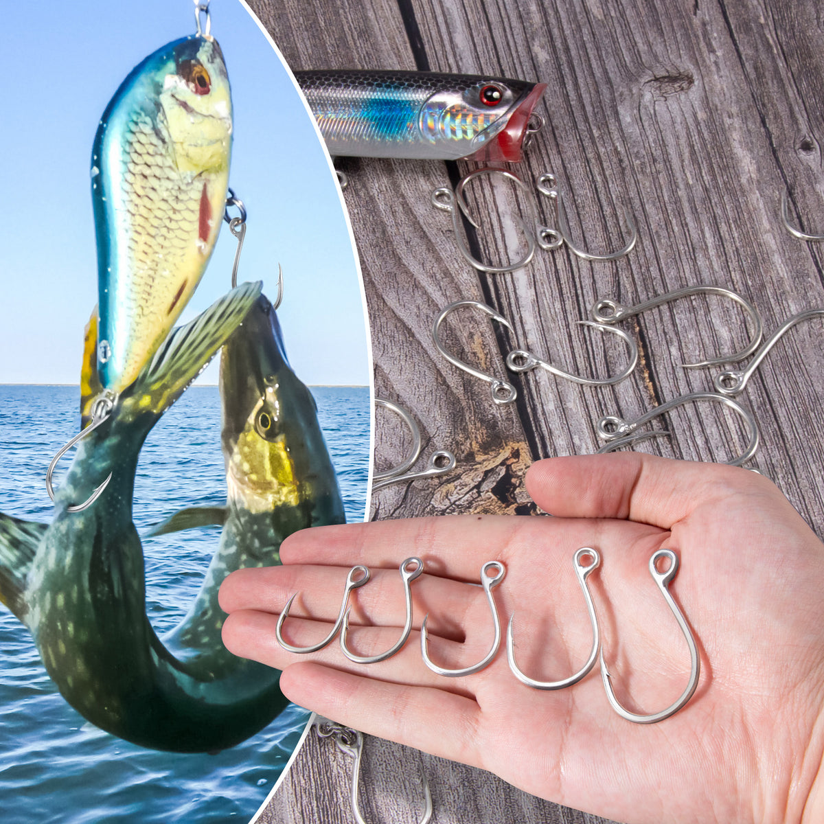 Dr.Fish 10-Pack Inline Single Hook Welded Eye