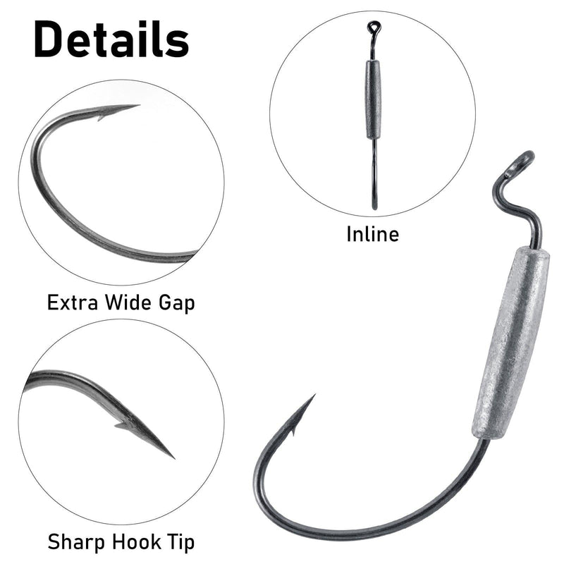 Dr.Fish 15pcs Weighted EWG Hooks 1#-5/0 - Dr.Fish Tackles