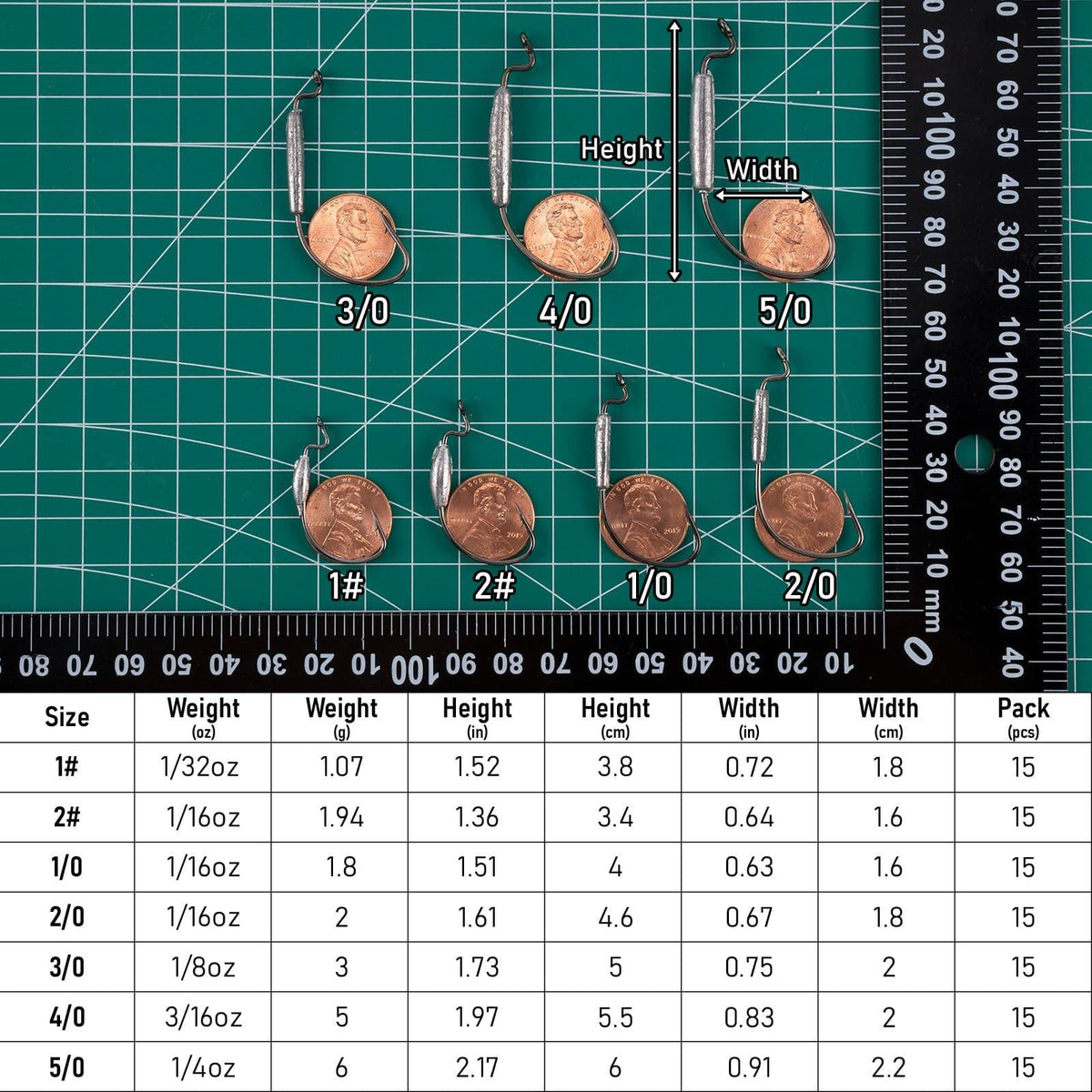 Dr.Fish 15pcs Weighted EWG Hooks 1#-5/0 - Dr.Fish Tackles