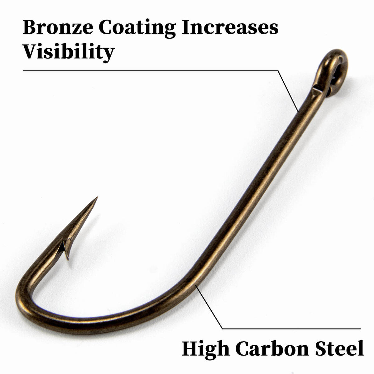 Dr.Fish 100pcs Plain Shank Bronze Classic Hooks #1/0-#10