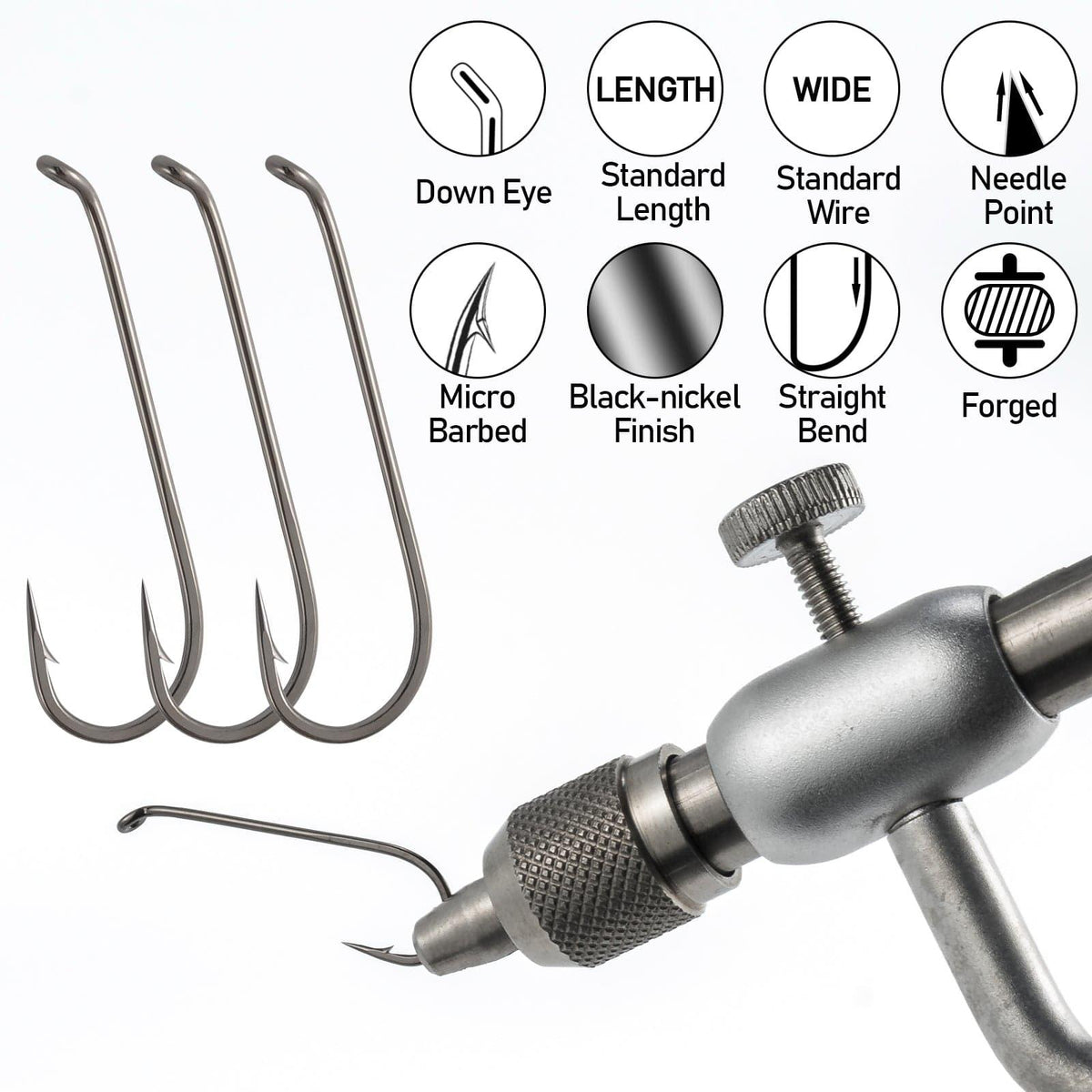 Dr.Fish 100pcs Barbed Dry Fly Fishing Hooks 22#-10# - Dr.Fish Tackles