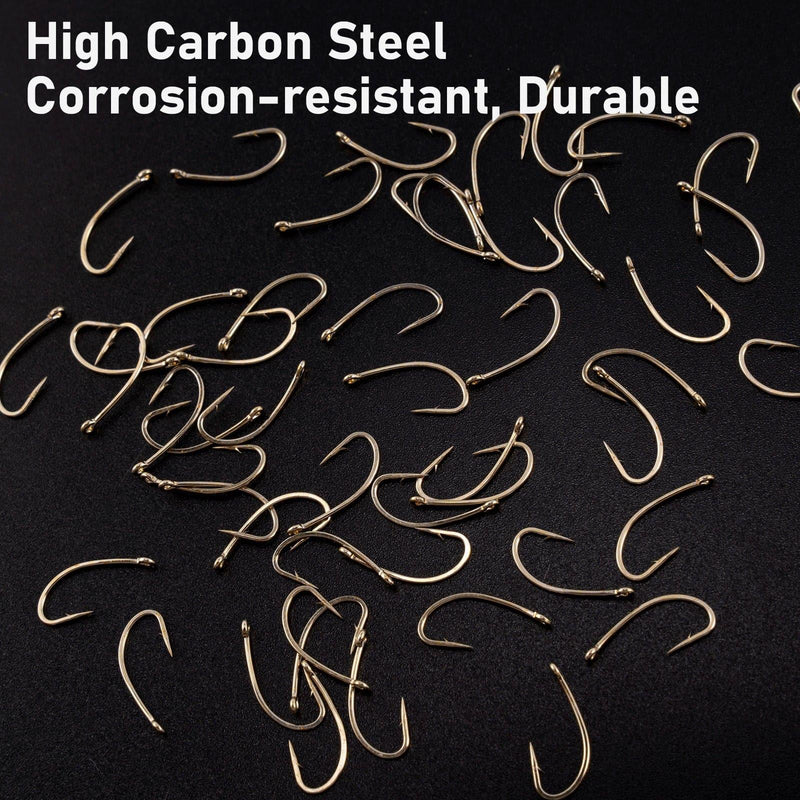 Dr.Fish 100pcs  Gold/Silver Fly Tying HooK #12-#22 - Dr.Fish Tackles