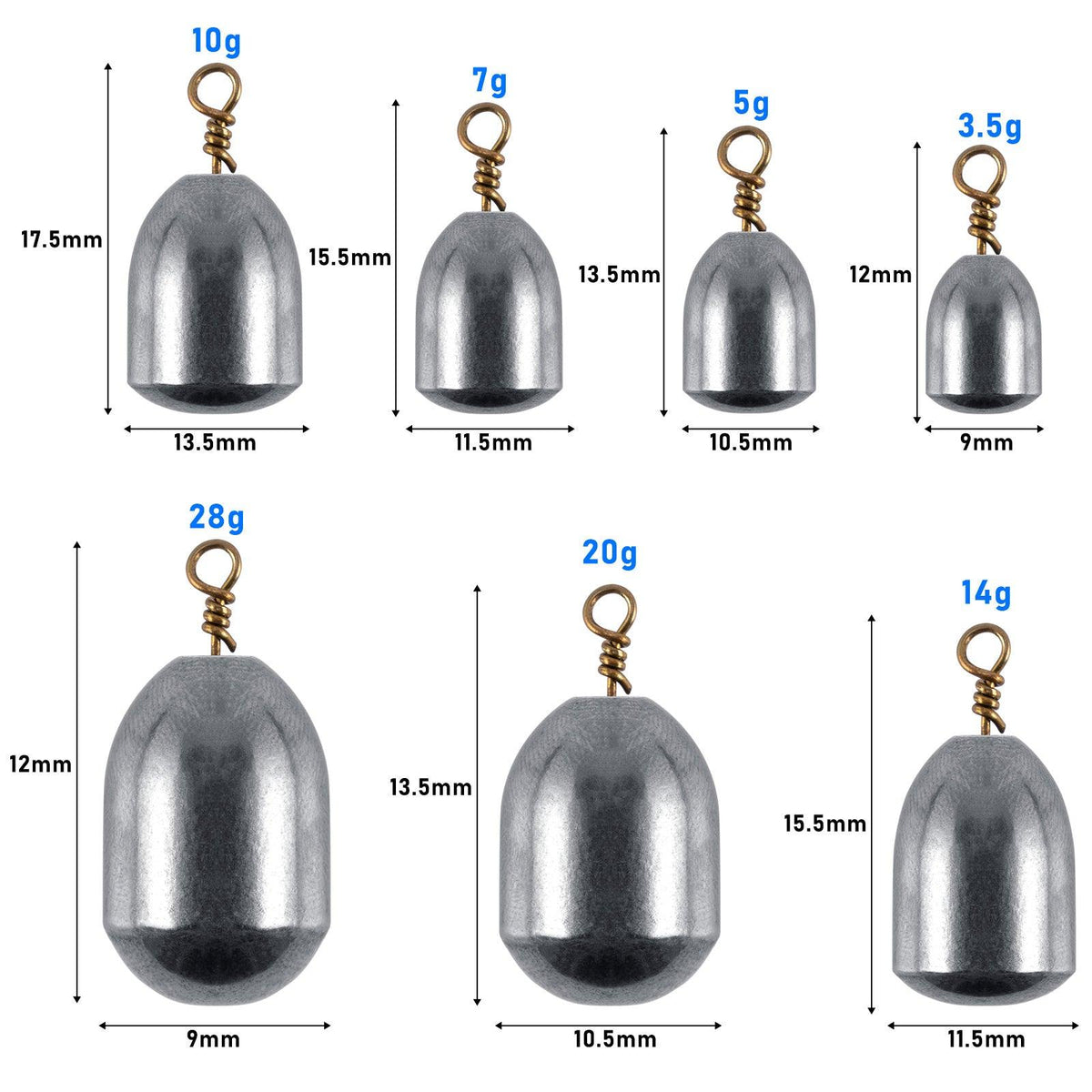 Dr.Fish 10/20pcs Bulk Iron Fishing Weight 3.5g-28g - Dr.Fish Tackles