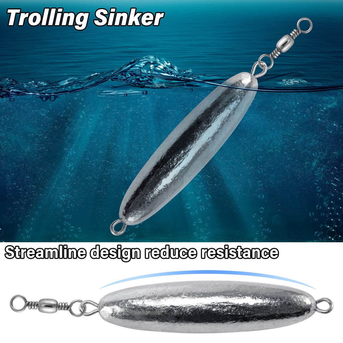 Dr.Fish 10pcs Trolling Sinkers with Swivel 1/16oz-1.2oz
