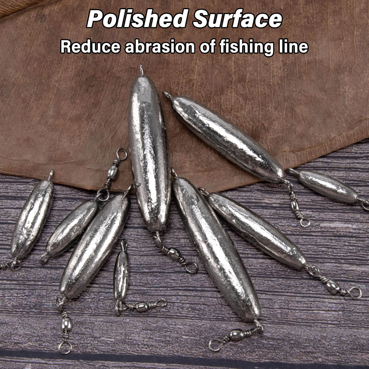 Dr.Fish 10pcs Trolling Sinkers with Swivel 1/16oz-1.2oz