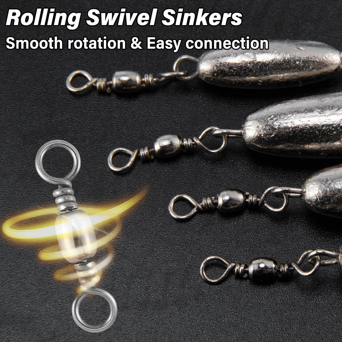 Dr.Fish 10pcs Trolling Sinkers with Swivel 1/16oz-1.2oz
