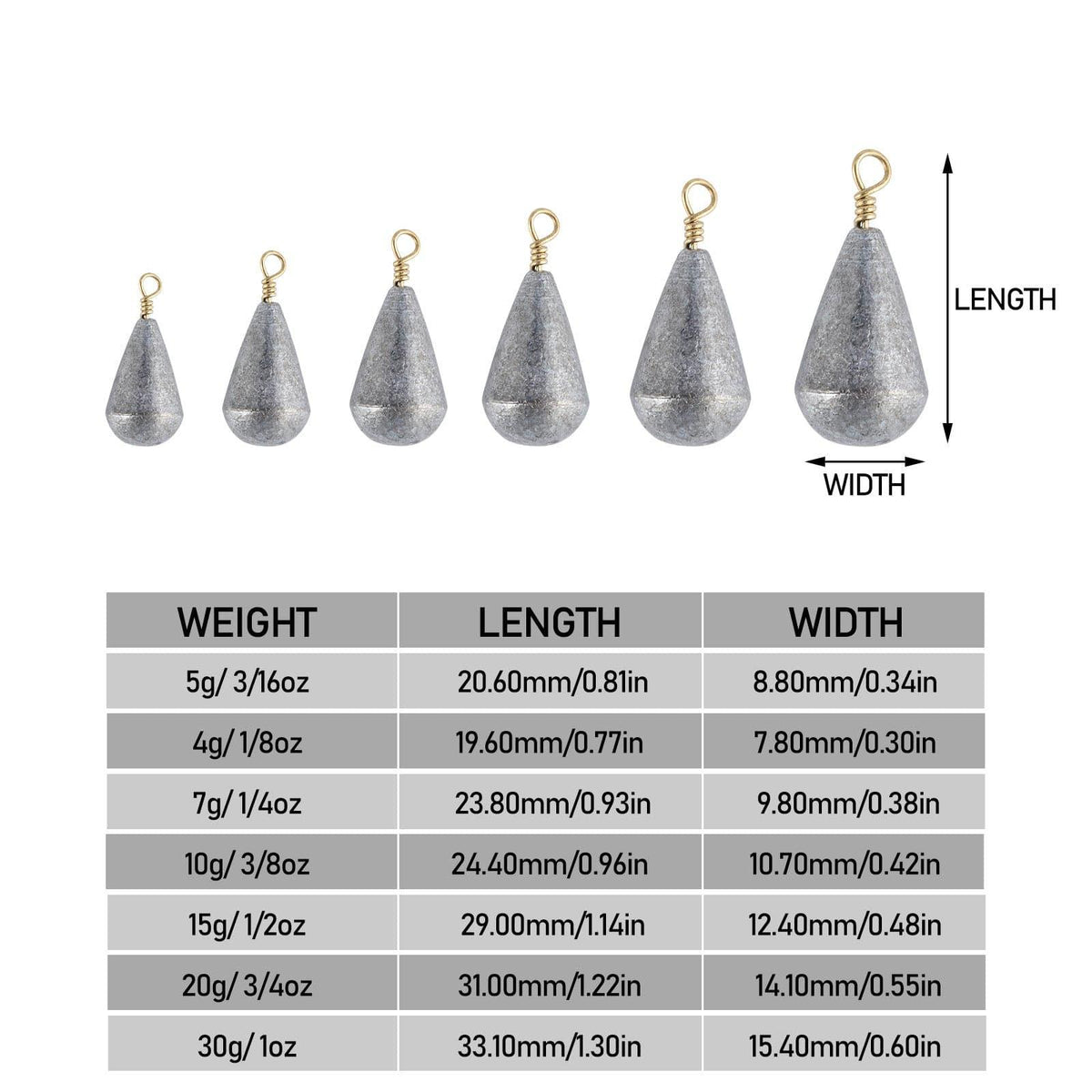Dr.Fish 30 pcs Drop Shot Weights 3/16oz-1oz - Dr.Fish Tackles