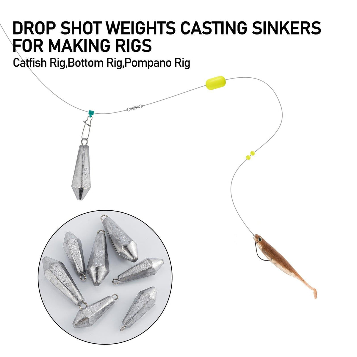 Dr.Fish 2/5/10/20pcs  Drop Shot Fishing Hexagonal Weights - Dr.Fish Tackles