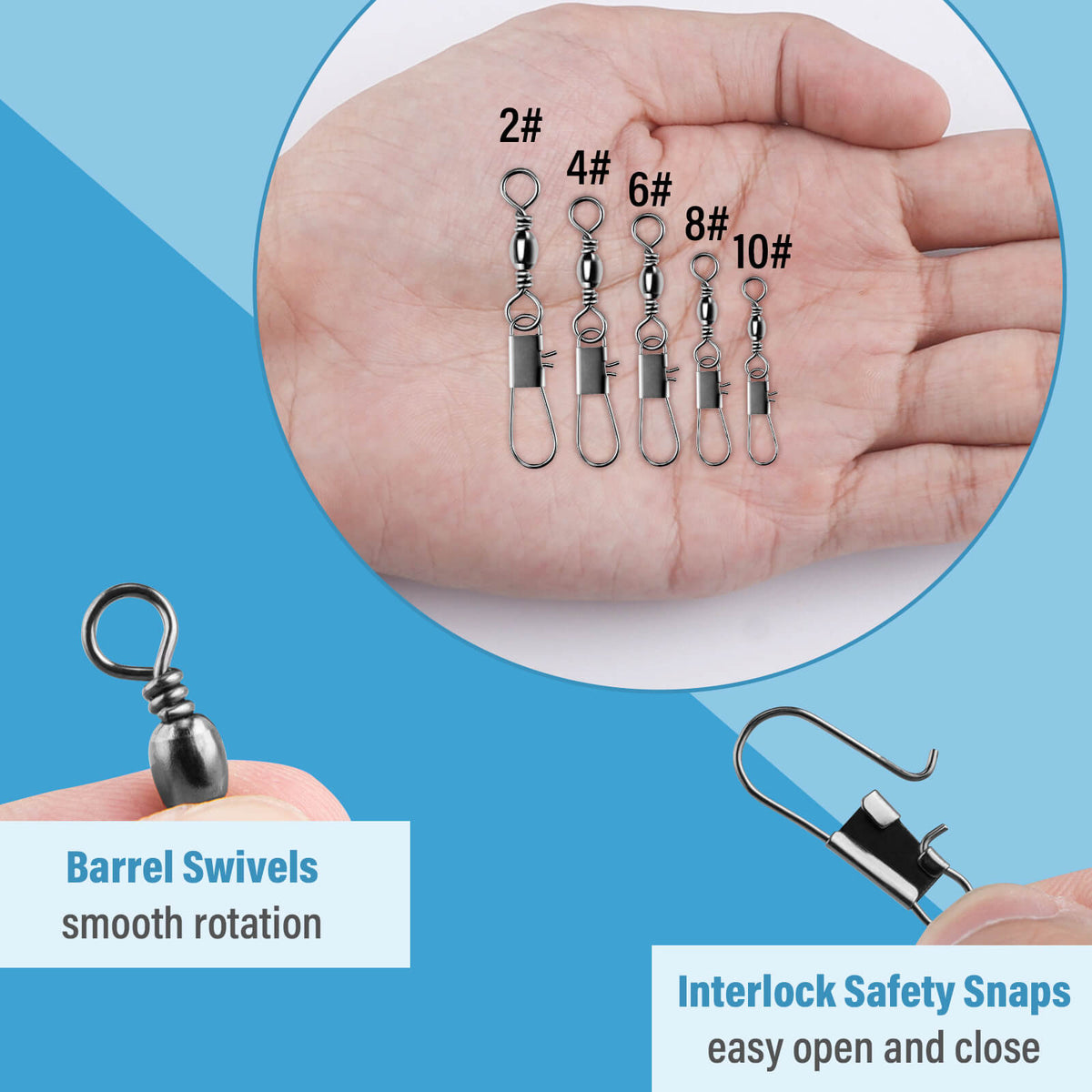 Dr.Fish 100/150/200pcs Barrel Swivels Kits 26-57lb