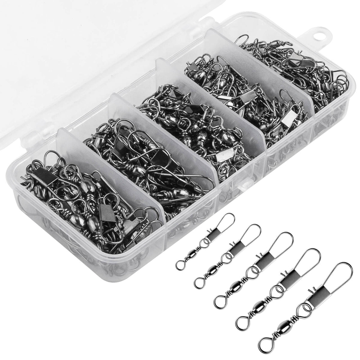 Dr.Fish 100/150/200pcs Barrel Swivels Kits 26-57lb