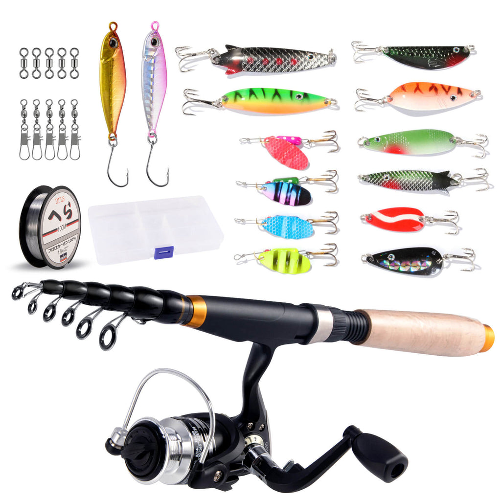 cheap fishing rods and reels for sale Dr.Fish 6/7FT Telescopic Fishing Rod and Spinning Reel Combo 7ft / 2.1M