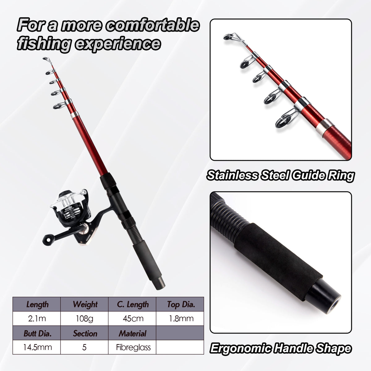 Dr.Fish Sea Fishing Rod Reel Combo Telescopic Rod 4000 Spinning Reel Combo Set