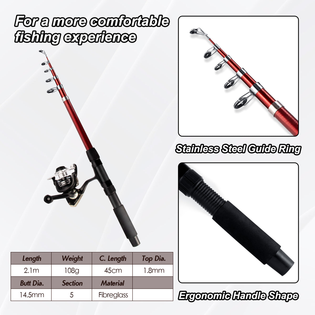 Dr.Fish Fishing Rod Reel Comb Telescopic Rod with Spinning Reel 1000
