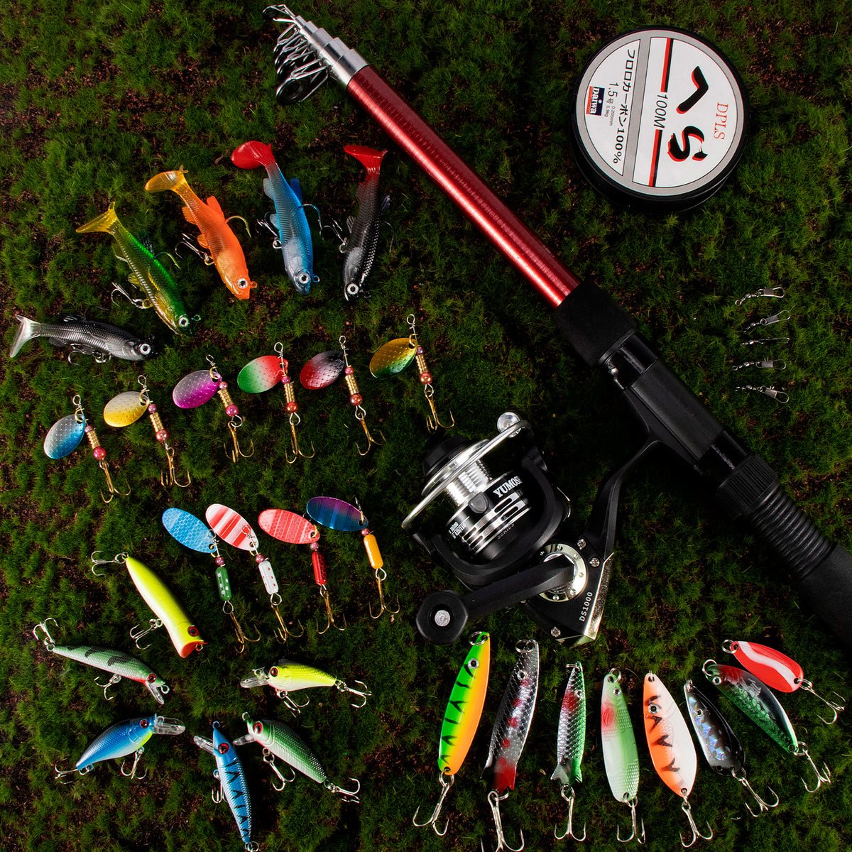 Dr.Fish Fishing Rod Reel Comb Telescopic Rod with Spinning Reel 1000