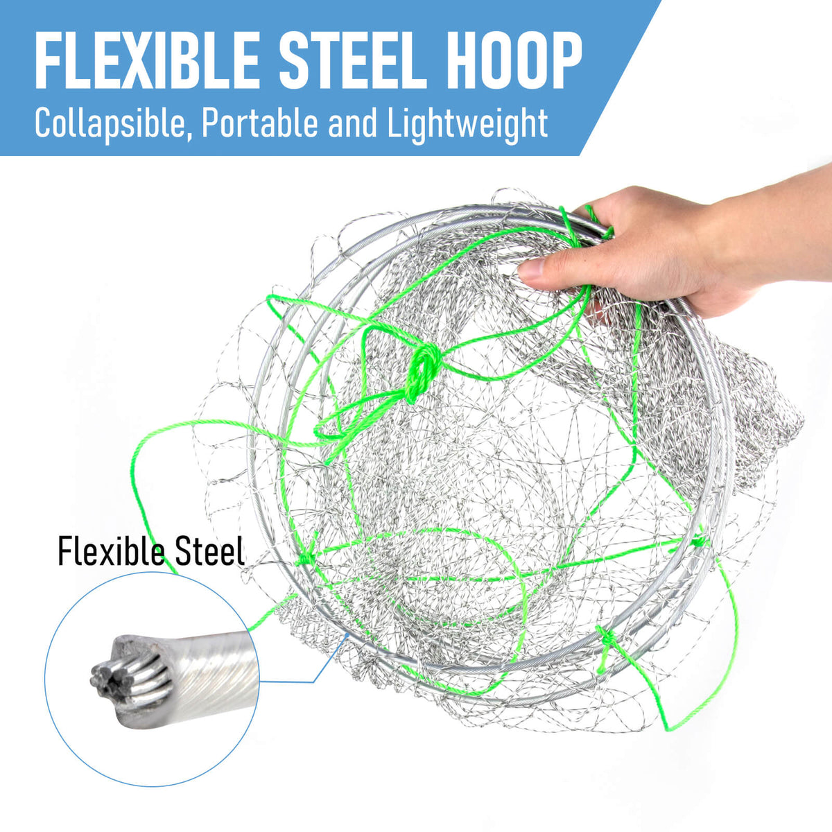 Dr.Fish Pier Fishing Net with Rope Collapsible 36''