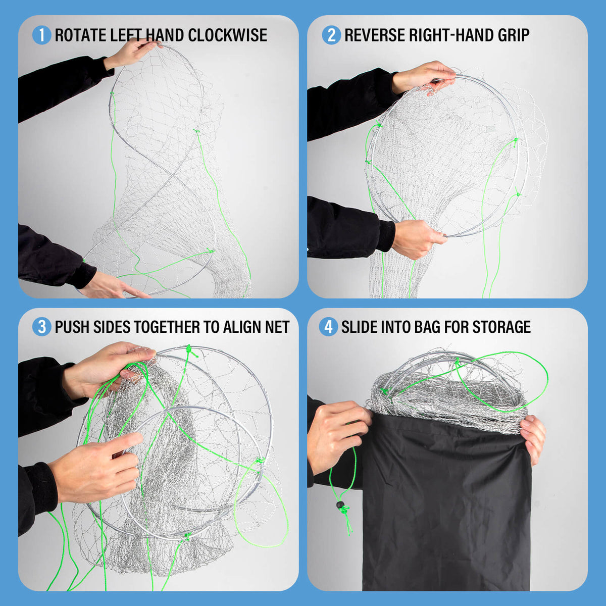 Dr.Fish Pier Fishing Net with Rope Collapsible 36''