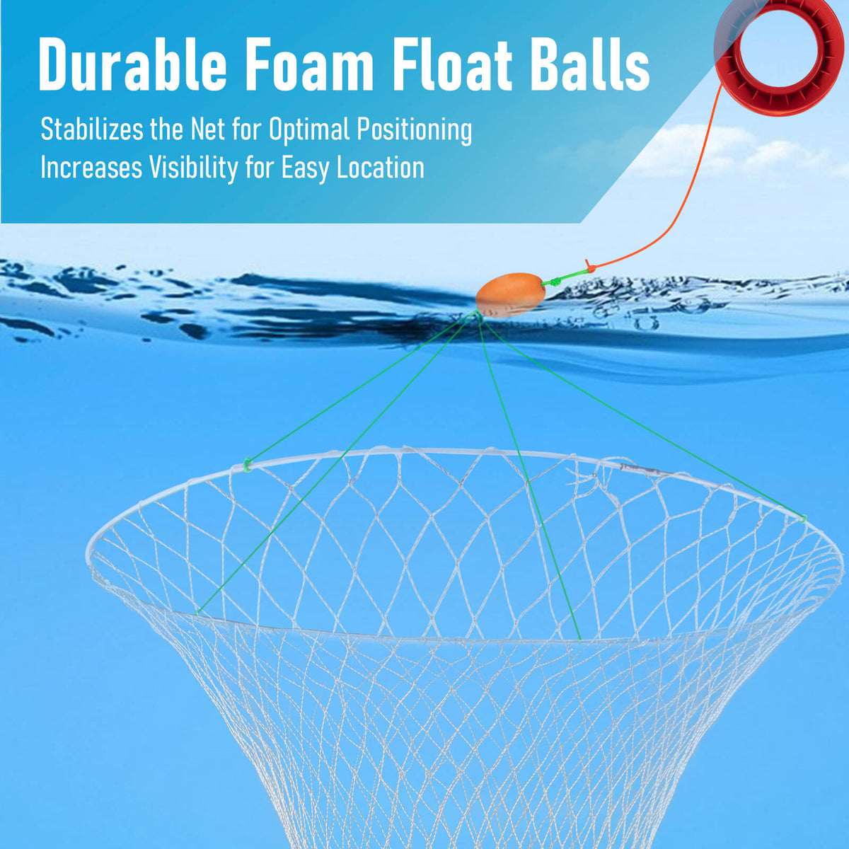 Dr.Fish Pier Fishing Net with Rope Collapsible 36''