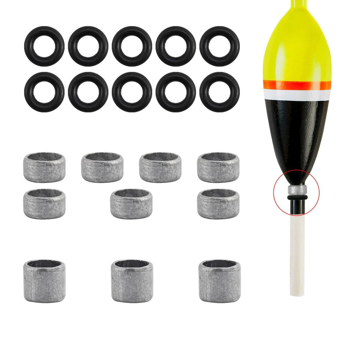 Dr.Fish 20pcs Weight & Rubber Stopper Kit - Dr.Fish Tackles