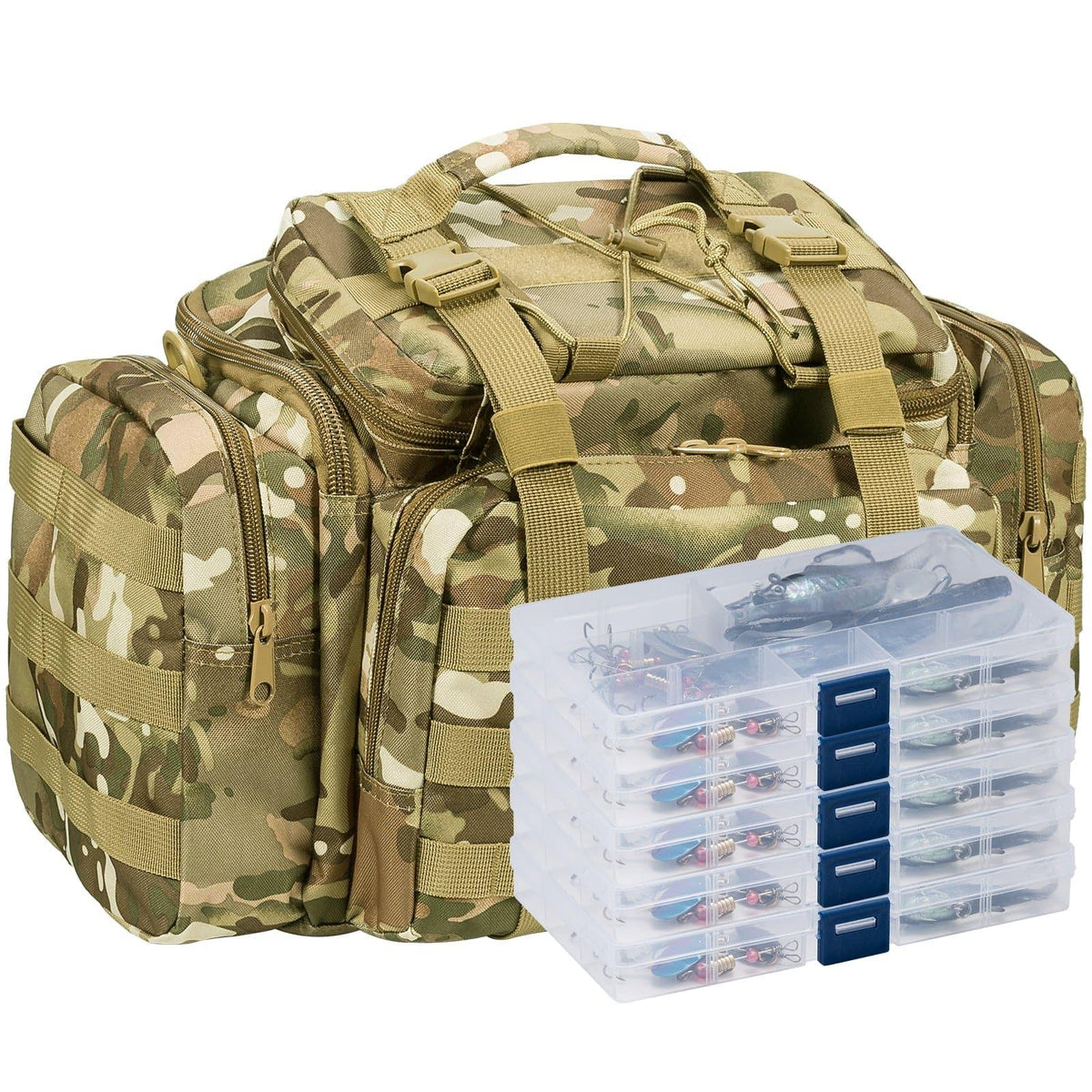 Dr.Fish Tackle Bag with 5 Boxes & 60 Lures Kit