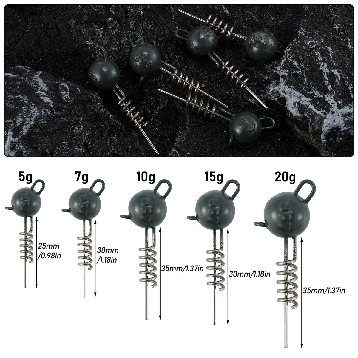 Dr.Fish Corkscrew Jig Heads 0.17oz to 0.7oz - Dr.Fish Tackles