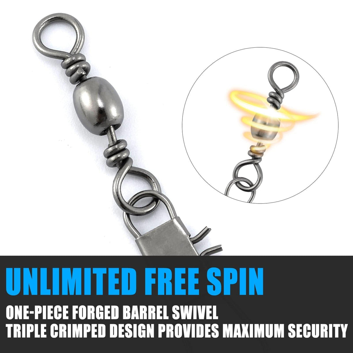 Dr.Fish 50pcs Barrel Swivel with Interlock Snap 26-132lb - Dr.Fish Tackles