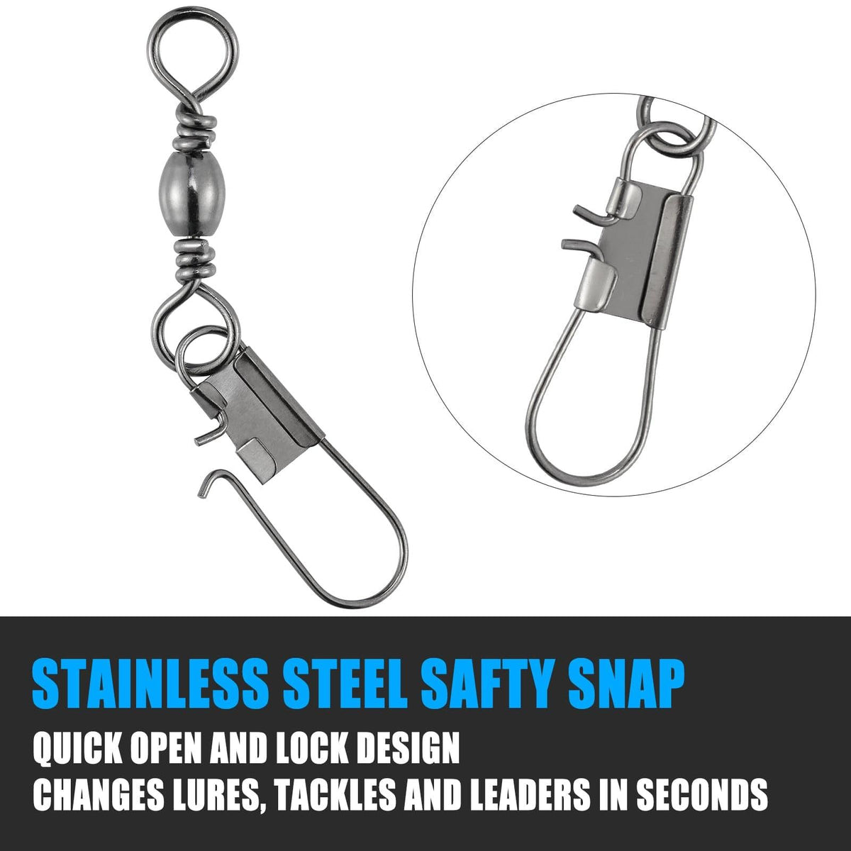 Dr.Fish 50pcs Barrel Swivel with Interlock Snap 26-132lb - Dr.Fish Tackles