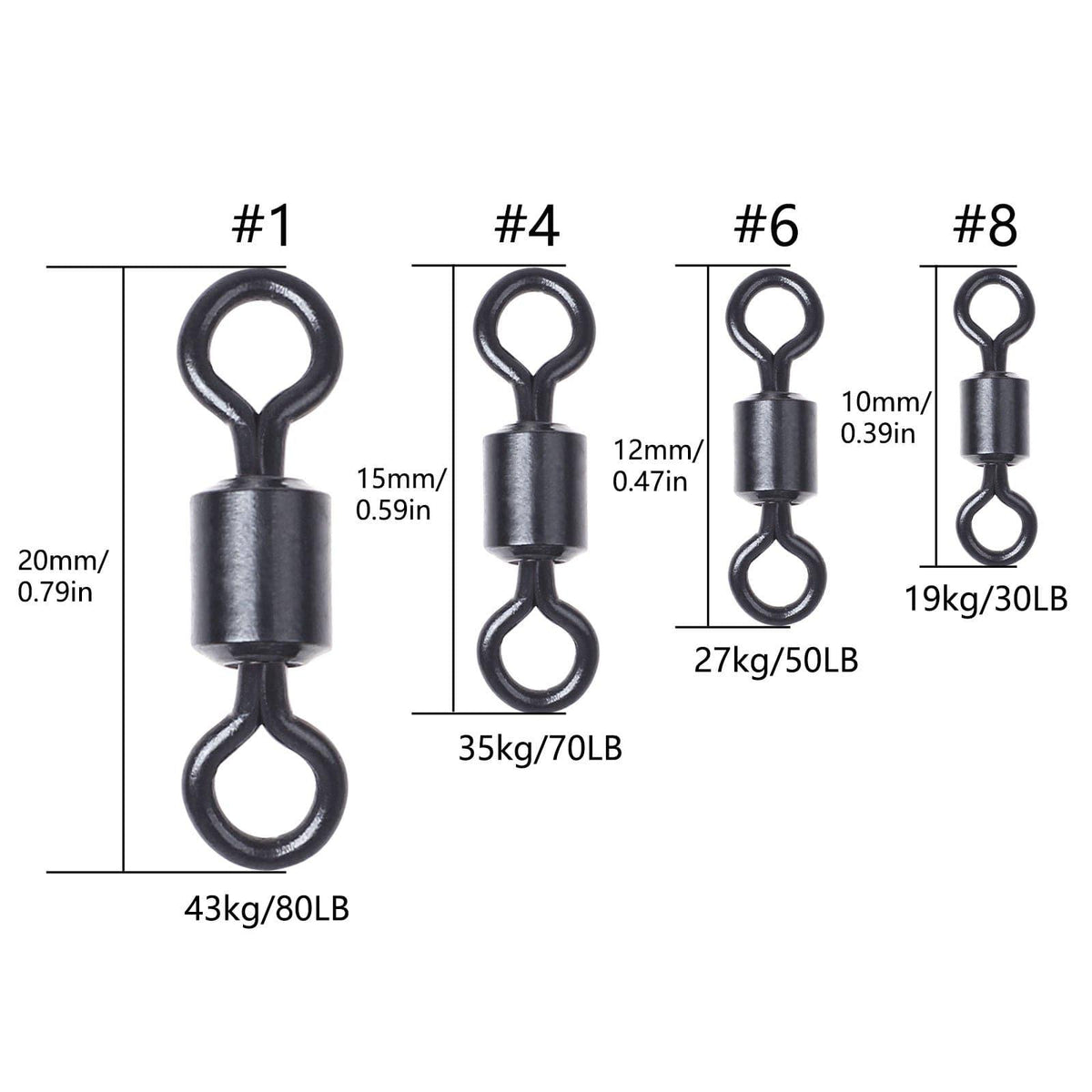 Dr.Fish 100pcs Small Rolling Swivels 30-80lb - Dr.Fish Tackles
