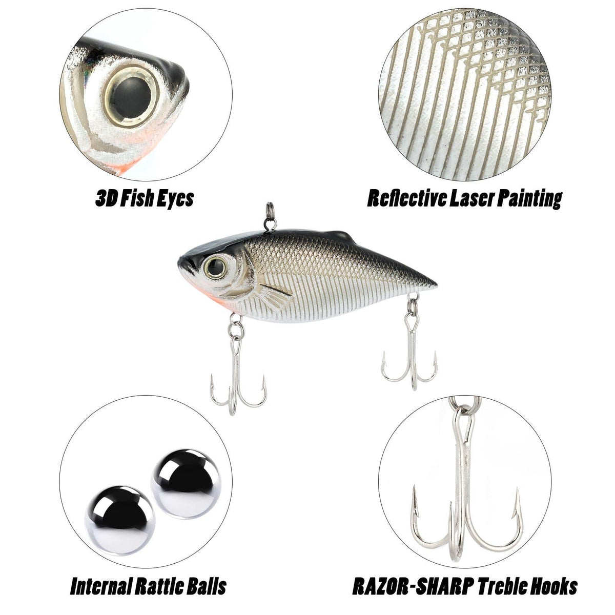 Dr.Fish 3pcs Lipless Crankbaits 1/4oz - Dr.Fish Tackles