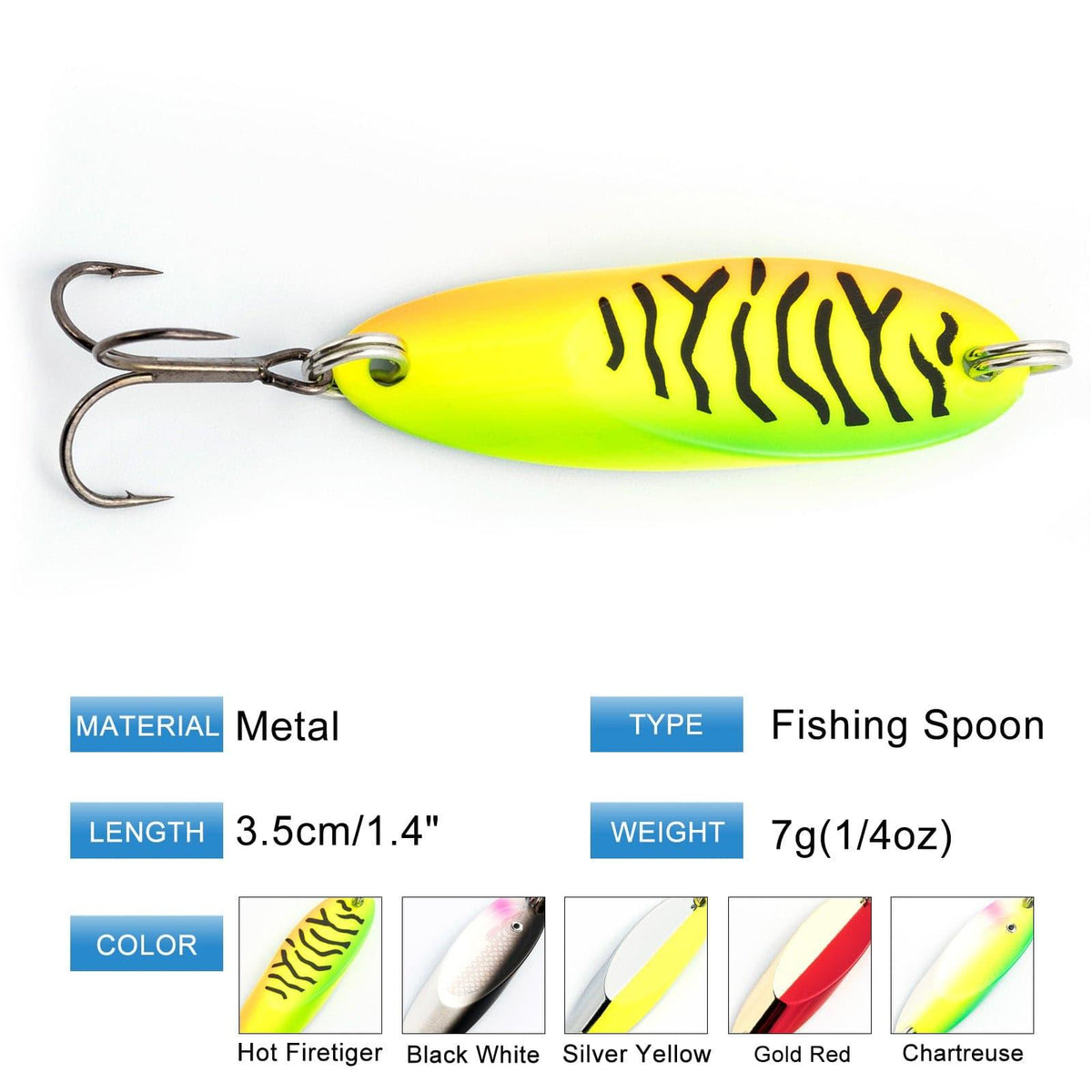 Dr.Fish 5pcs Long Casting Spoons 1/8 1/4oz - Dr.Fish Tackles