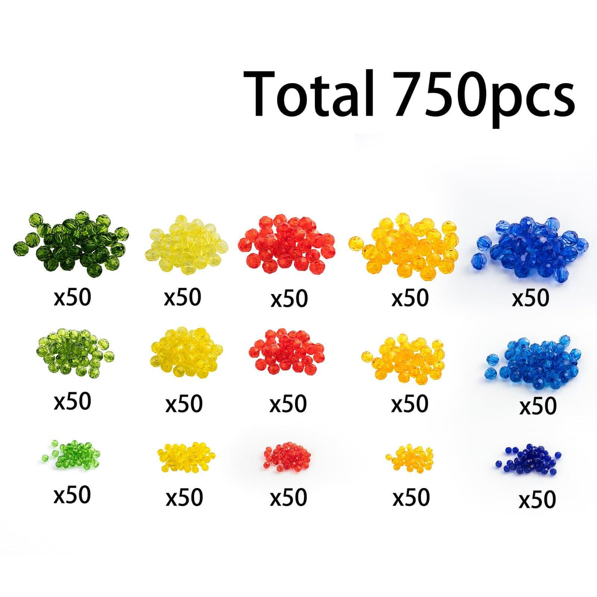 Dr.Fish 750pcs Faceted Acrylic Beads Kit 4/6/8mm - Dr.Fish Tackles