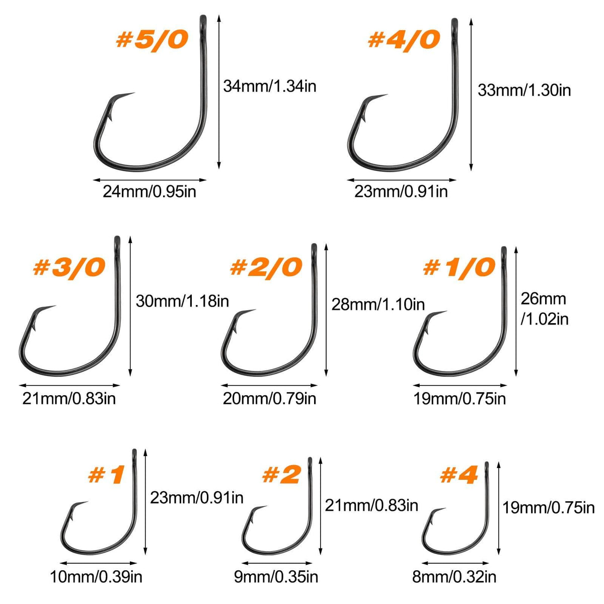 Dr.Fish 100pcs Sea Fishing Circle Hooks #4 to 5/0 - Dr.Fish Tackles