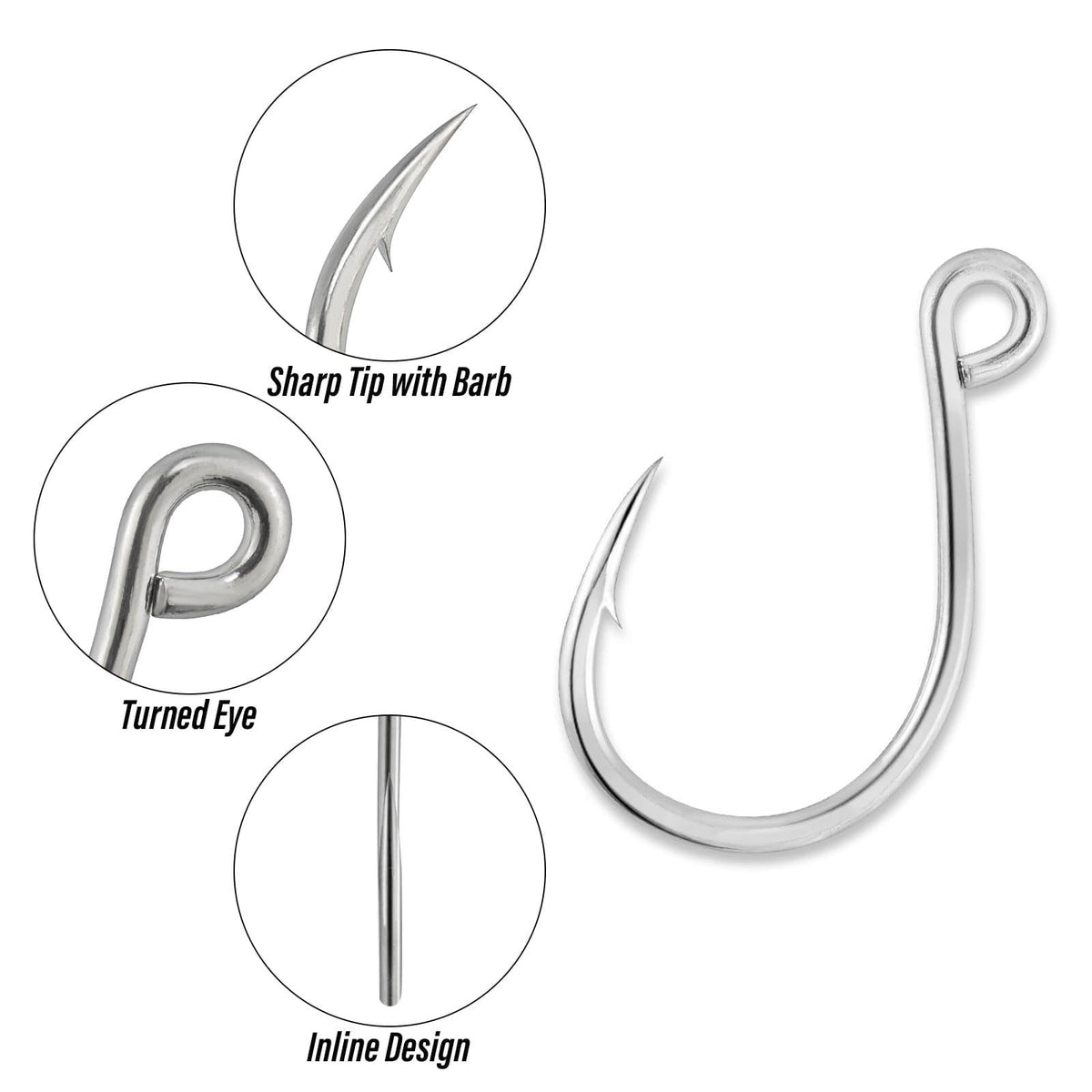 Dr.Fish 30pcs Inline Single Hooks #8 to 9/0 - Dr.Fish Tackles