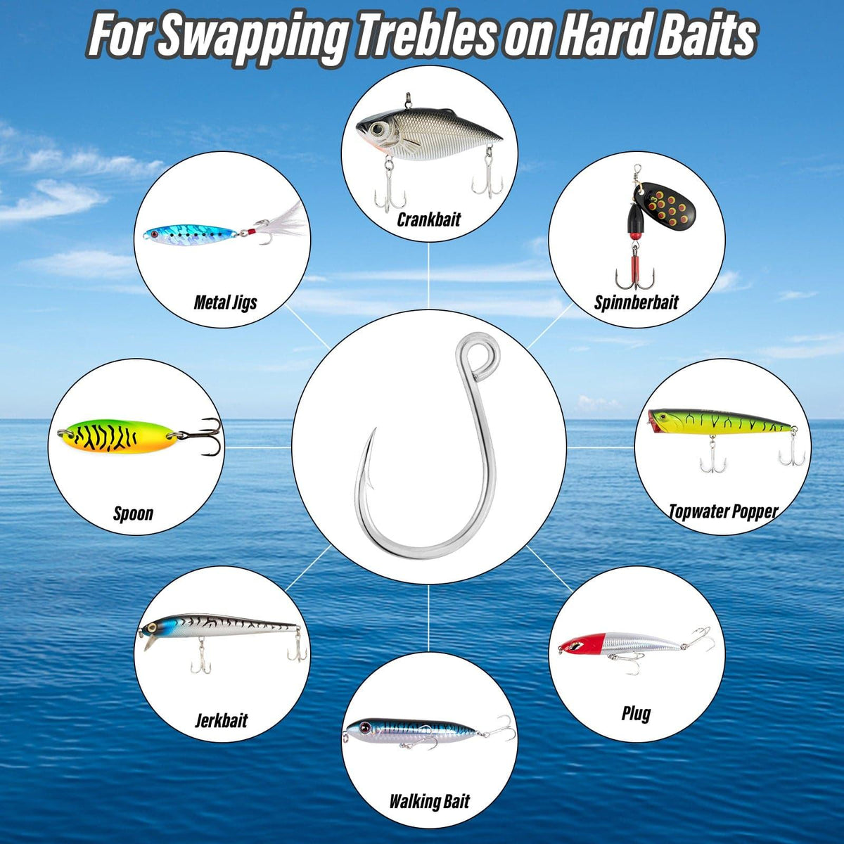 Dr.Fish 30pcs Inline Single Hooks #8 to 9/0 - Dr.Fish Tackles
