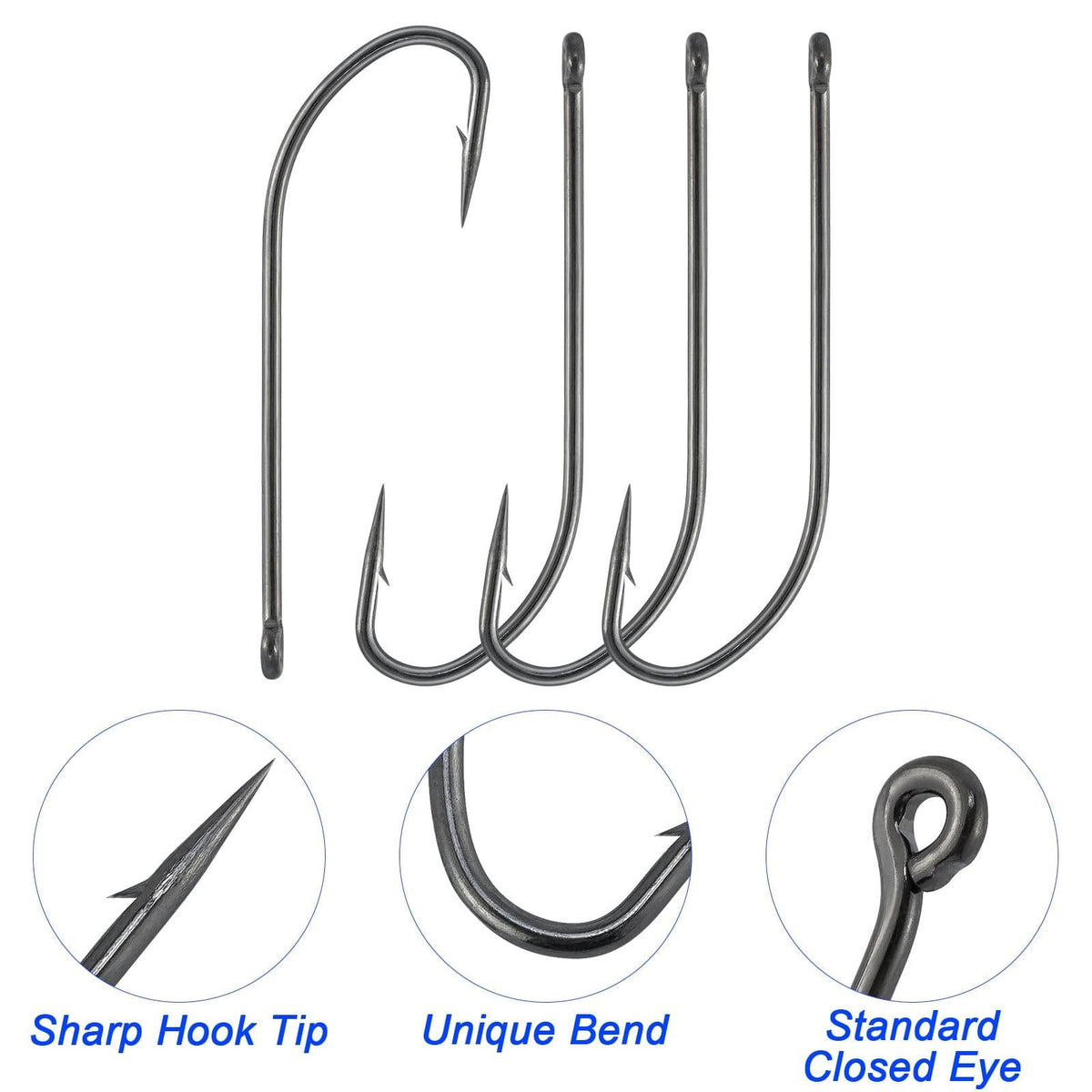 Dr.Fish 100pcs O'shaughnessy Hooks #10 to 10/0 - Dr.Fish Tackles