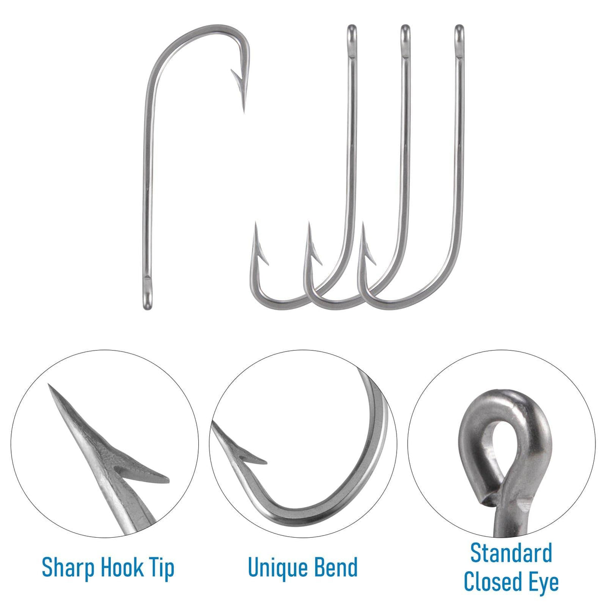 Dr.Fish 20/50pcs O'shaughnessy Hooks 1/0 to 10/0 - Dr.Fish Tackles