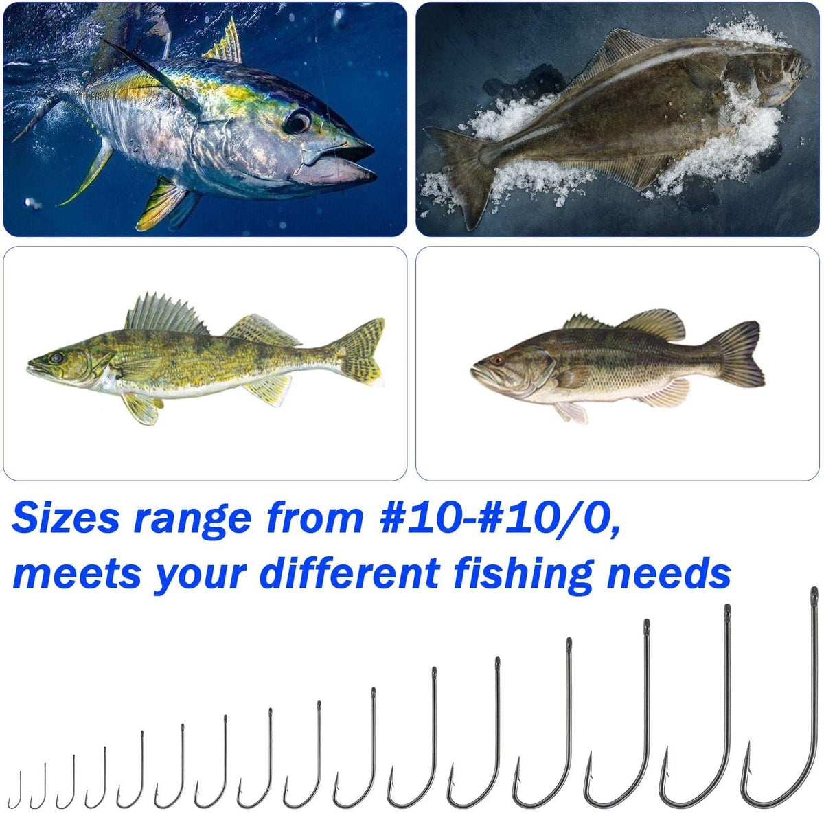 Dr.Fish 100pcs O'shaughnessy Hooks #10 to 10/0 - Dr.Fish Tackles